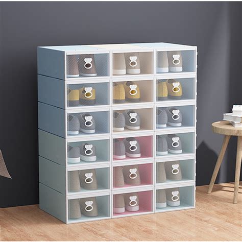 Stackable boxes for shoes - The ventilated boxes promote air circulation to make each space breathable to reduce odor and mold. You can also stack the boxes however you want to, giving it a versatile shape overall. Pros: